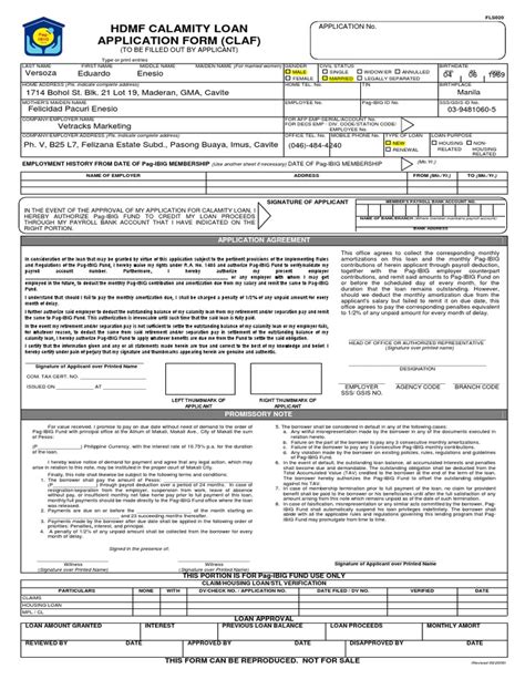 calamity loan application form (claf)|Pag.